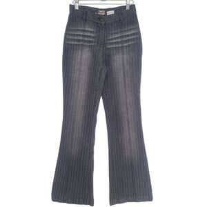 Vintage Boysens Pinstriped Stone Washed Flared Jeans Sz 25 Gray Low Rise Preppy